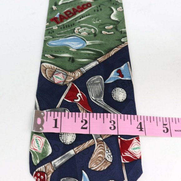 Tabasco Navy Blue and Green Golf Tie - Picture 5 of 6
